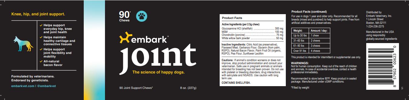 Embark Joint - Hip & Joint Support for Dogs - Vet-Backed Chews for Mobility & Comfort - Natural Ingredients & Bacon Flavor Supplements