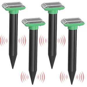 Solar Ultrasonic Animal Repeller, Solar Powered, Rechargeable Repeller, Ip66 Waterproof, with Beep & Vibration Functions, for Mice & Snakes, Outdoor Garden Use