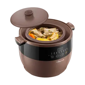 Bear 4.5L Purple Clay Electric Stew Pot Set, Automatic Bird's Nest Cooker, Double Boiling Soup Maker, Large Capacity Ceramic Casserole for Home Use, DDZ-B45Z1