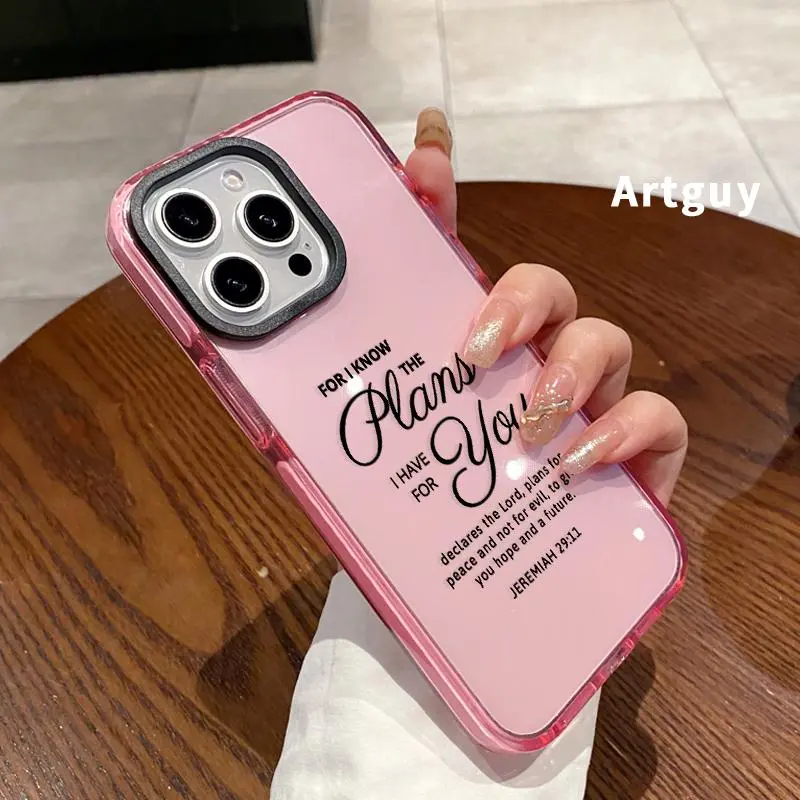 Phone Case for iPhone 17 16 Pro Max 15 Plus 14 13 12 11 Air Creative English Pattern Non-Yellowing Shockproof Soft Silicone Fashion Transparent Cover