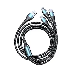 Universal 3-in-1 Charging Cable, Durable Braided, Compatible with iPhone, Samsung, Huawei – All in One Cord