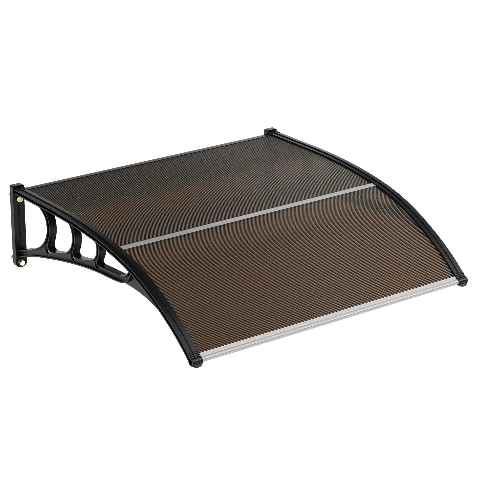 Polycarbonate Outdoor Protective Awning - UPF 50+ Fade Resistant Waterproof UV-Resistant Canopy, Easy-Mount Sunshade Parasol for Door, Window, Porch (Clear & Brown) - Canopies & Shade, Fade Resistant Canopy, Uv Protection Parasols, Canopies & Shade