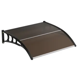 Polycarbonate Outdoor Protective Awning, UV Rain Proof Easy Mount Canopy for Door Window Porch in Clear & Brown