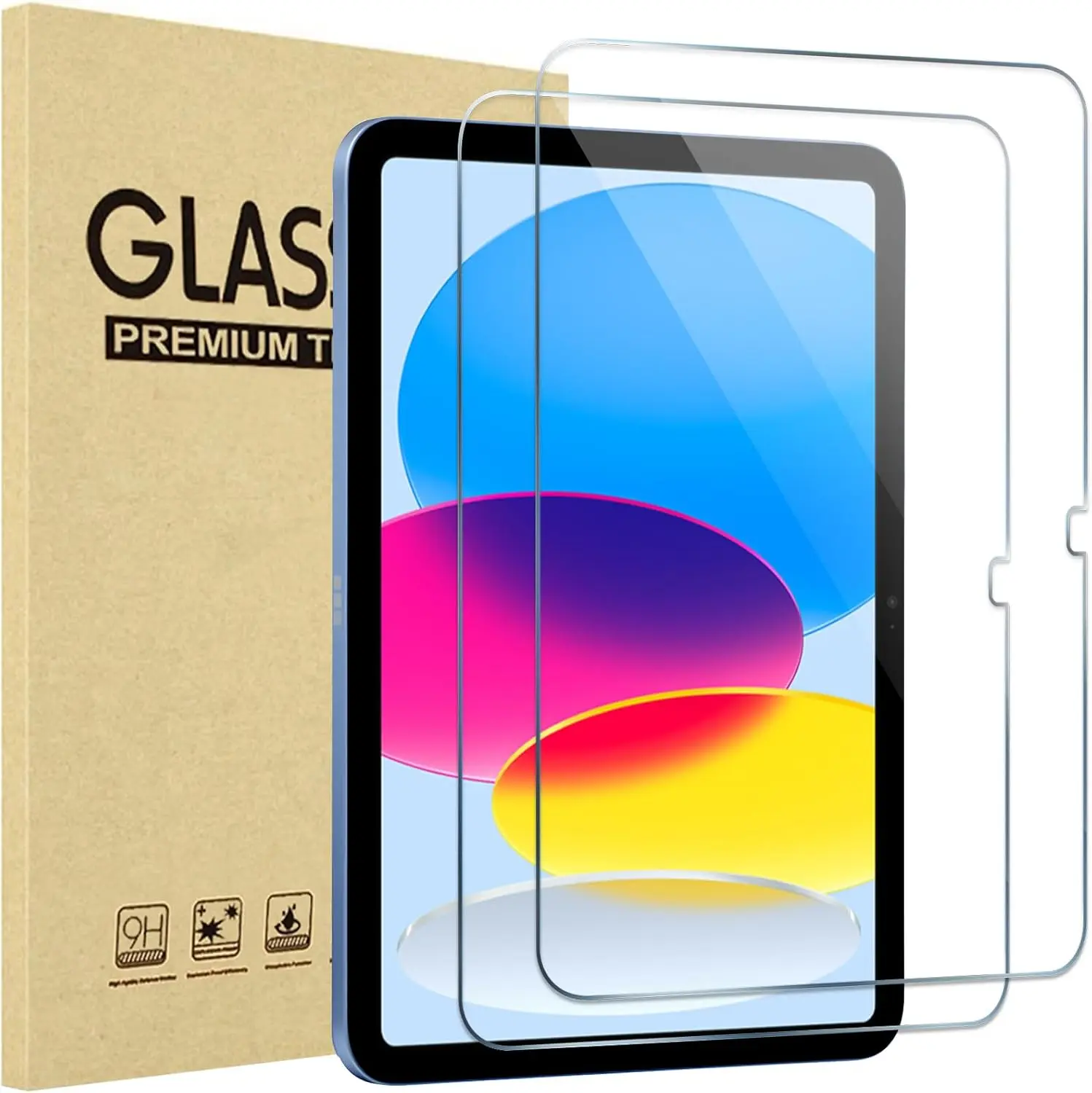 Tempered Glass Screen Protector for iPad 10th Gen 10.9" 2022 HD 9H Scratch-Resistant High Clarity Touch Sensitivity 2 Pack for Models A2696/A2757/A2777