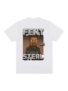 Minecraft Graphic Tee, Trendy Casual Streetwear Design, Fun Gift Idea for Men & Women, All-Season Fitted Short Sleeve Top