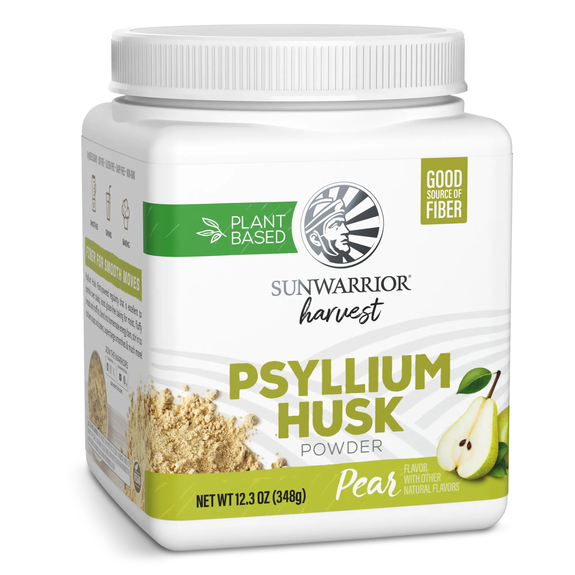 Sunwarrior Organic Psyllium Husk Powder – Plant-Based Fiber for Gut Health & Regularity, Supports Digestion & Satiety Certified Organic, Gluten-Free, Non-GMO, Keto-Friendly – 50 Servings Pear Flavored