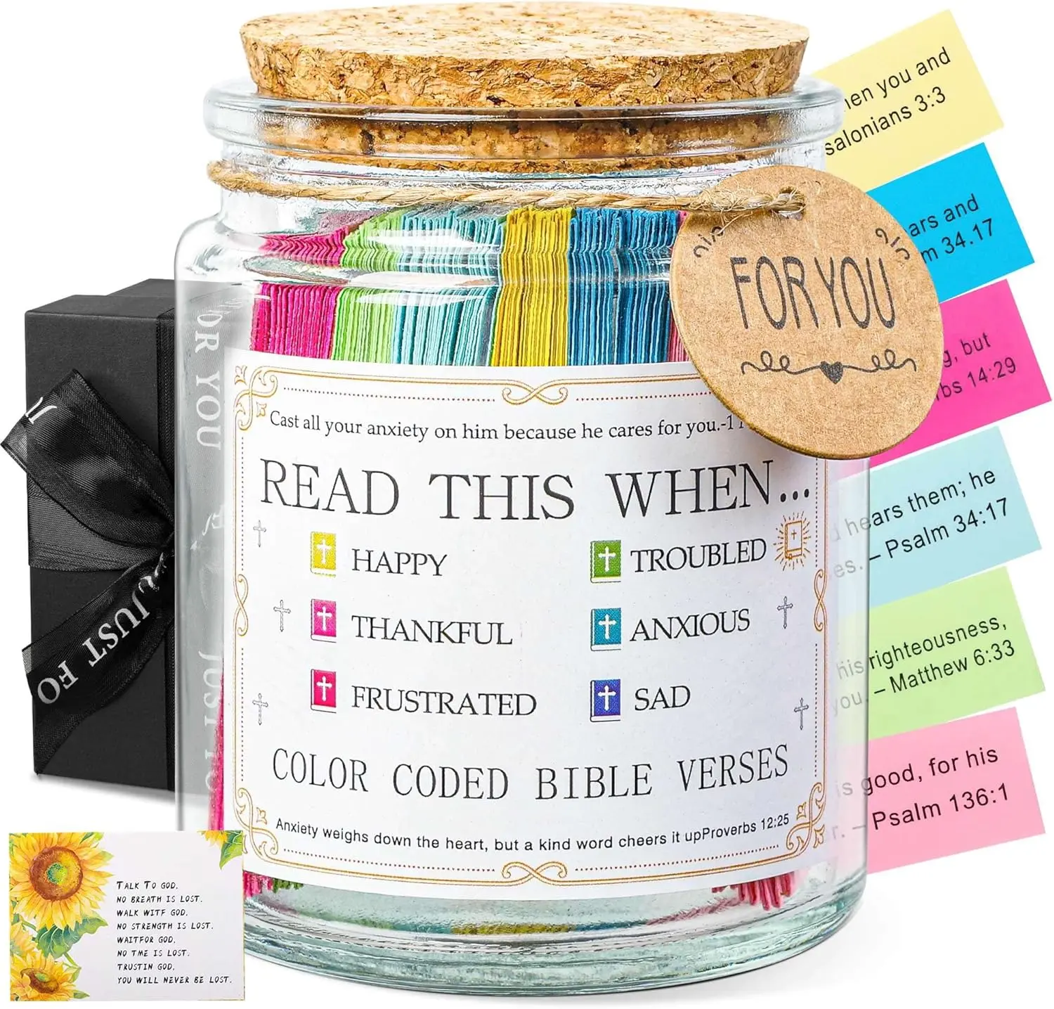 Religious Gift Ideas - Bible Verse Jar with 108 Scripture Notes, Christian Gift for Women, Moms, Daughters & Friends, Daily Prayer & Encouragement Gift for Birthday, Graduation & Christmas