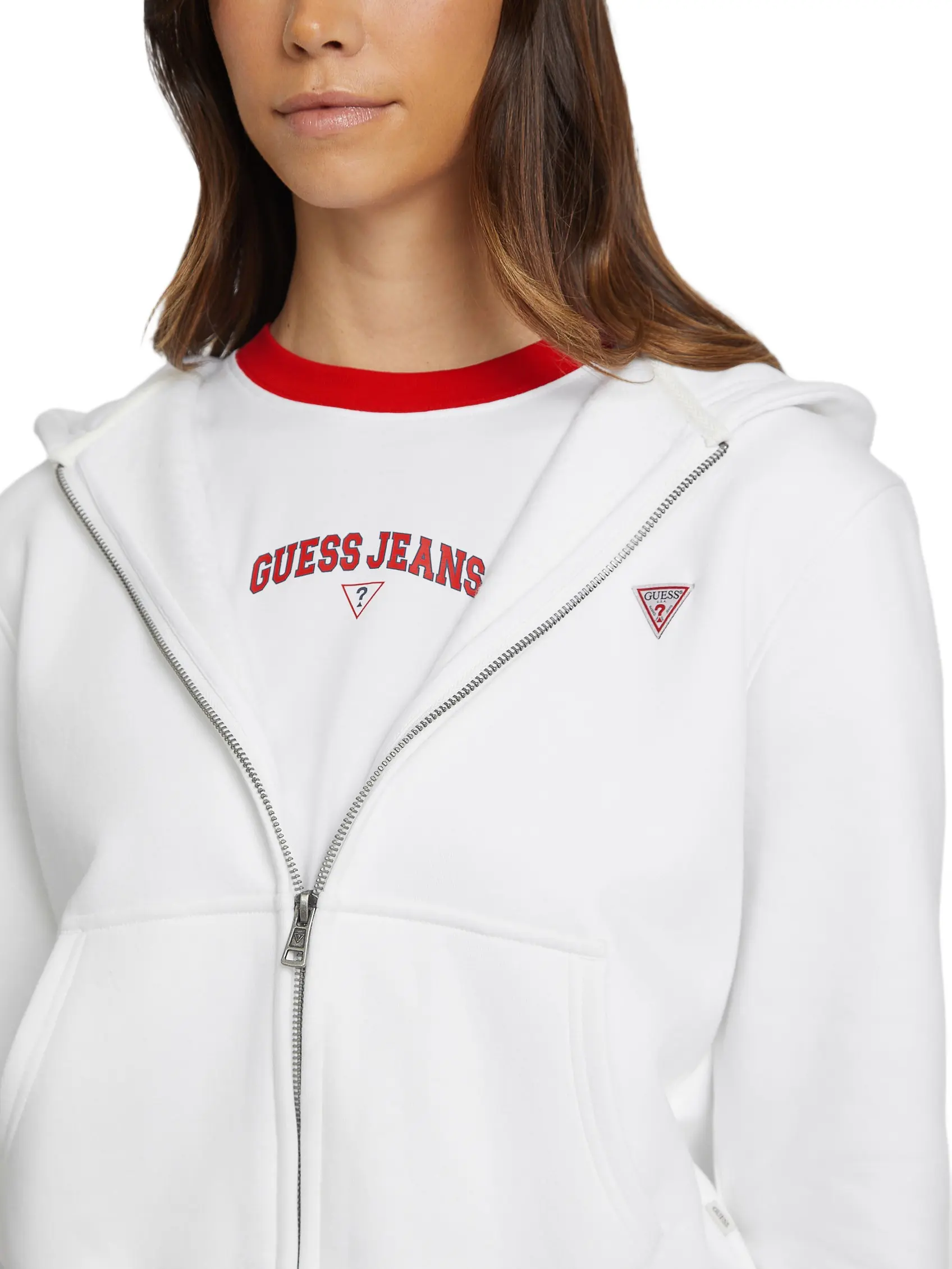 GUESS Jeans Female Mini Patch Zip-Up Sweatshirt