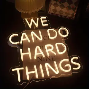 We Can Do Hard Things Neon Sign, USB Powered Neon Sign Light, Decorative LED Lamp for Studio, Office, Library, Dance Classroom, Study Room, Apartment, Bedroom, Living Room