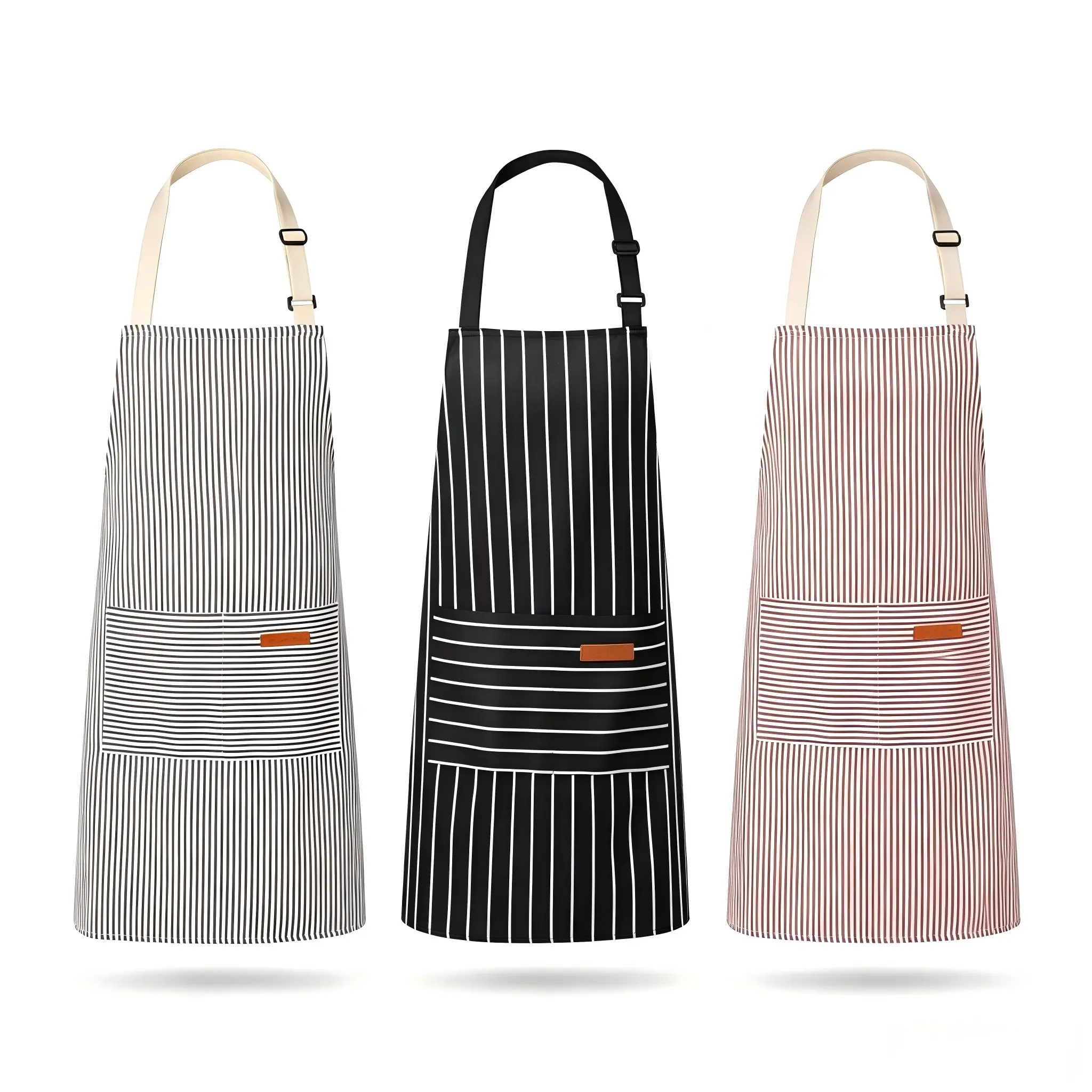 3PCS Adjustable neck strap apron,chef apron, stripe apron with Pockets,durable apron,cookware s sets,cooking aprons