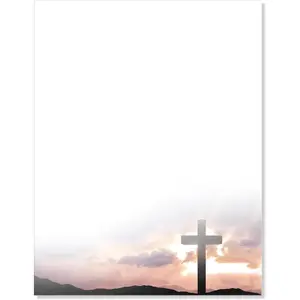 50 Sheets Religious Stationery Paper Easter Printable Writing Letter Paper Christian Letterhead Sheets for Communion Wedding Office Invitation Baptism 8.5 x 11 Inch