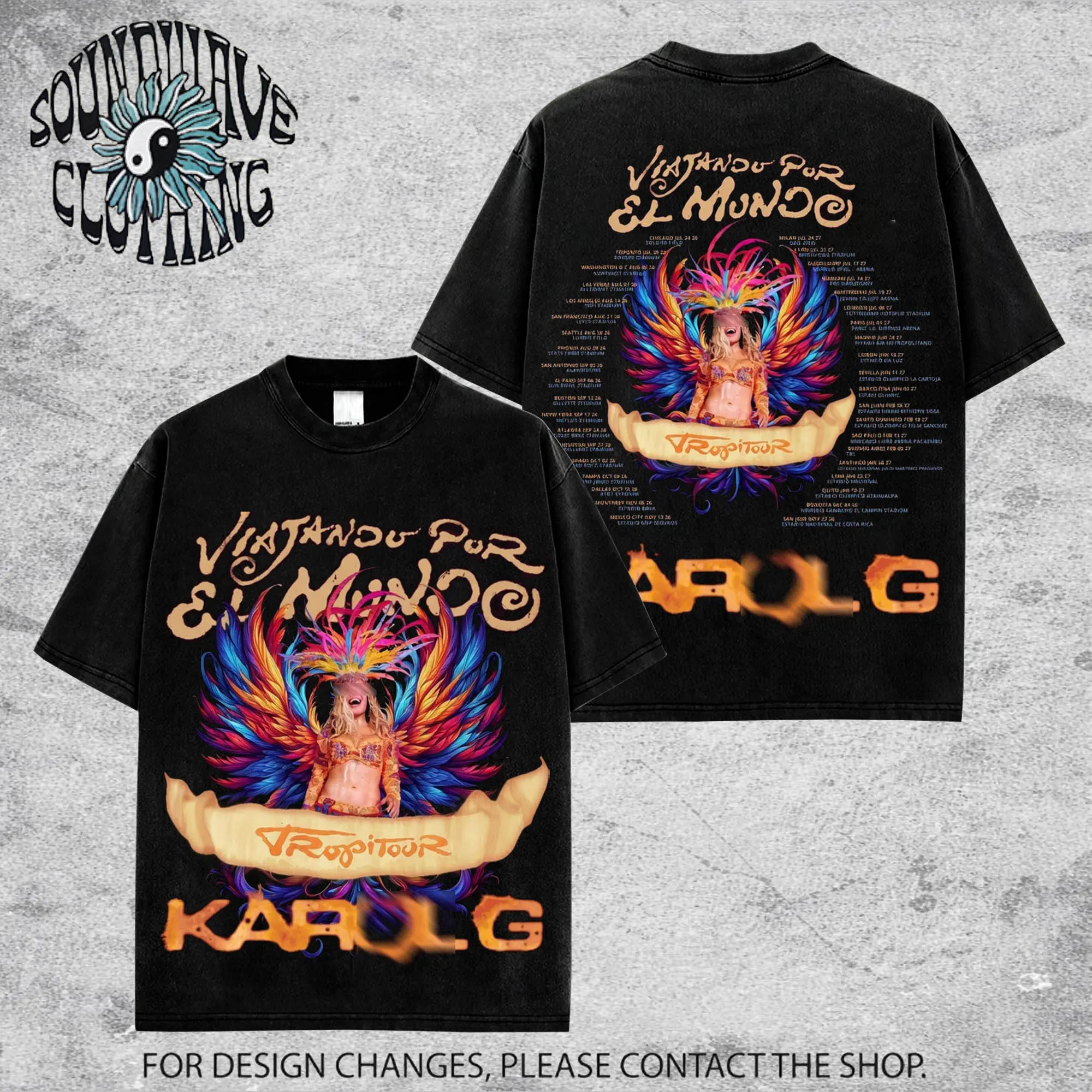 Karol Viajando Por El Mundo Tropitour #7 Premium Cotton T-Shirt - La Bichota Latin Queen Graphic Tee, Latin Pop Concert Tour Merch, Cute Festival Summer Shirt, Unisex Gift for Latin Fans