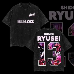 Blue Lock Shidou Ryusei Tshirt, Anime Double Printed Vintage Washed Tee, Oversize Anime Manga, Anime Merch, Blue Lock Fans