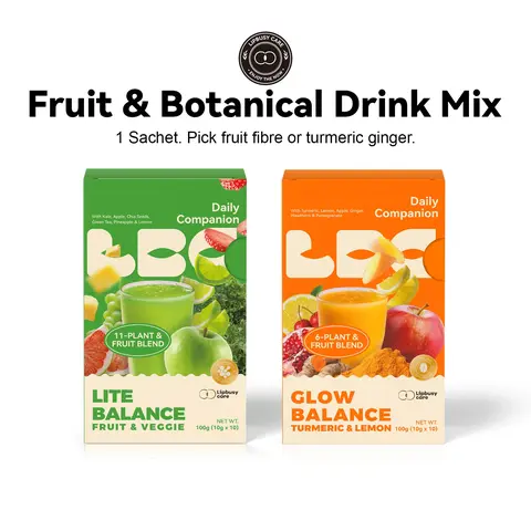 LIPBUSYCARE Instant Fiber + Fruit Mix Dietary Supplement Drink Powder - 10 Sachets with Pineapple, Turmeric & Lemon, Passion Fruit, Grape, Kale, Chia Seeds, Erythritol, Botanical Extracts, Youth-Focused Light/Glow Pick, Single Pack