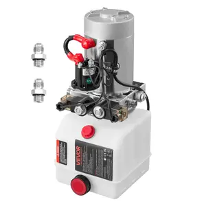 VEVOR 3 Quart Hydraulic Power Unit, Double Acting Dump Trailer Pump, 3200 PSI Max Relief Pressure & 0.91 GPM Flow Rate, DC 12V Hydraulic Pump with Metal Reservoir for Dump Trailer Car Lifting