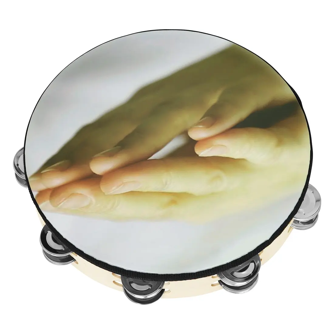 10 Inch Dual-Layer Hand-Shake Bell Drum, Palm Design, Perfect for Music Therapy & Educational Toys, High-Quality Percussion Instrument