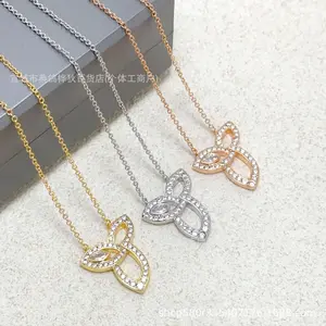 Lily Clover Marquise Cut Crystal Necklace for Women, Luxury High-End Clavicle Chain, Hypoallergenic Non-Tarnish Jewelry