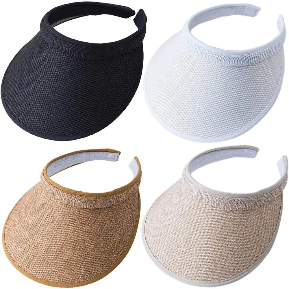 4-Pack Women Wide Brim Sun Visor UV Protection UPF50+ Hat Golf Visor with Clip