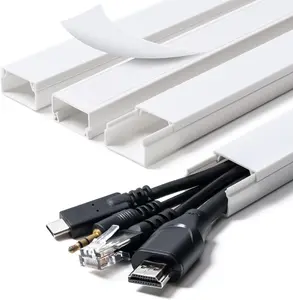 58in Cord Hider, Cable Hider, Cord Covers for Wires on Wall, Paintable Cable Cover Raceway, Wire Hiders for TV on Wall, Cord Concealer, Cord Cable Management, 4X L14.5 W0.96 H0.58in, White