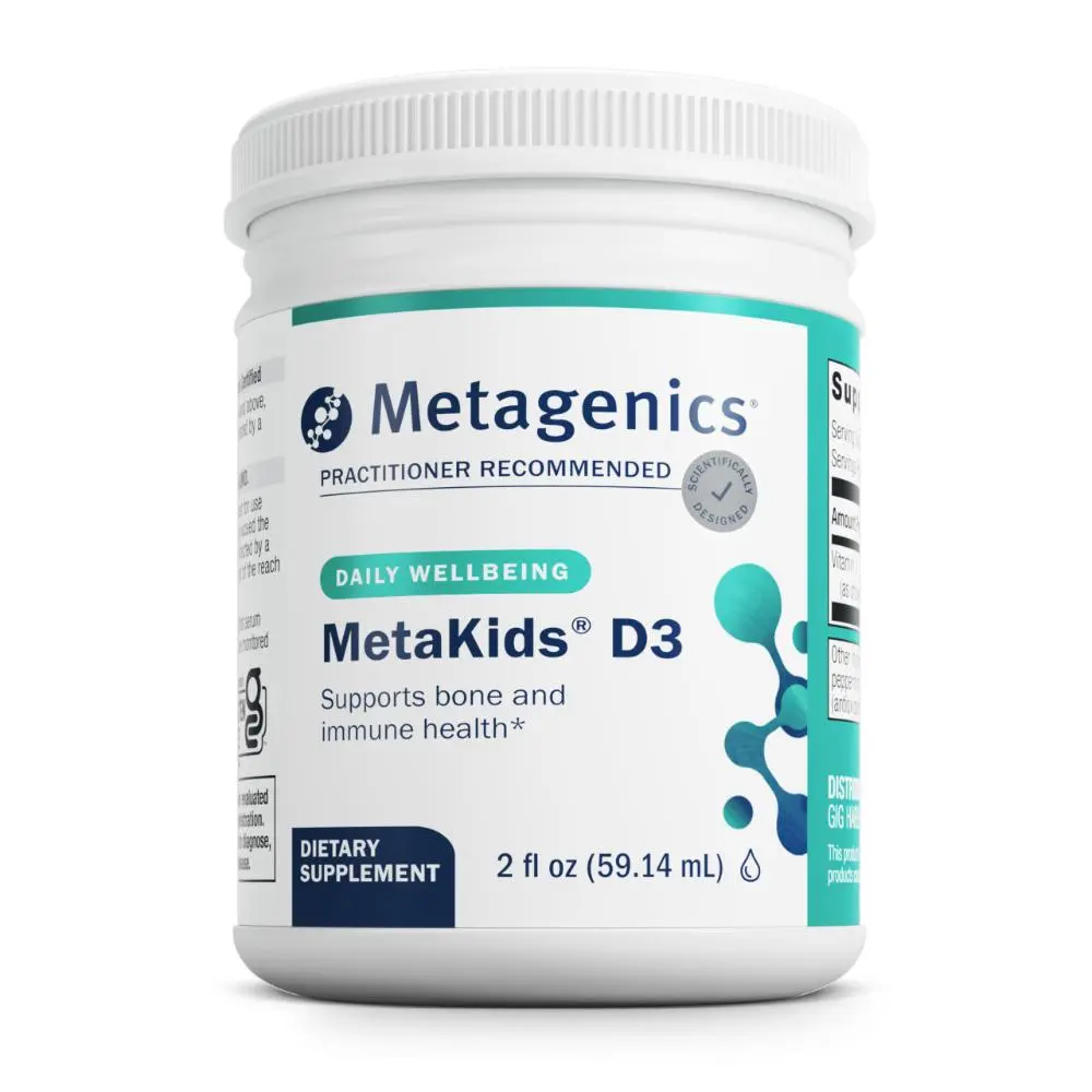 Metagenics MetaKids Vitamin D3 1000 IU Liquid Drops - Supports Bone, Teeth & Immune Health - High-Absorption, Unflavored Vitamin D3 for Kids - Non-GMO, Gluten-Free - 2 fl oz (2,275 Servings)