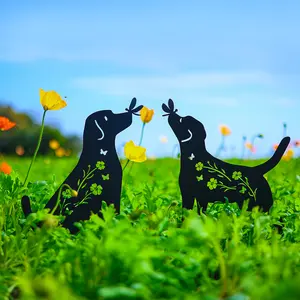 Dog Garden Decor for Outside Metal Decorative Garden Stakes Gifts for Women Men Black Labrador Dog Silhouette Statues Decorations for Yard Art, Patio, Backyard, Outdoor, Lawn Ornaments