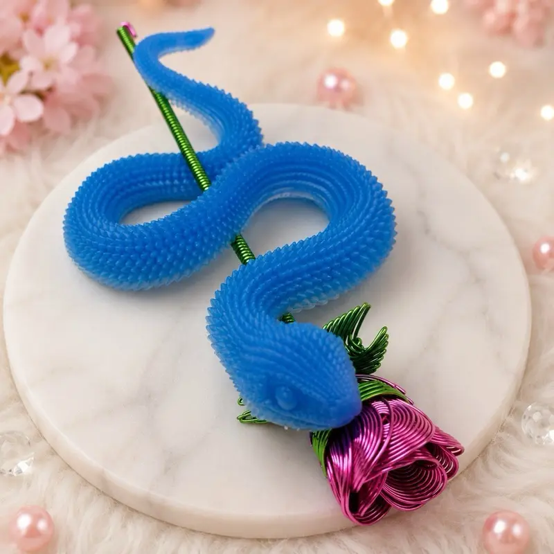 Sky Blue Silicone Fidget Toy Snake -,2 sizes, Ideal for Stress Relief and Hand Movement Squishy Big anxiety squishies fidgit toys