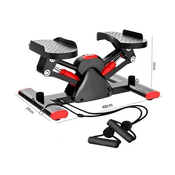 Quiet Hydraulic Mini Stepper Machine - Compact Space-Saver Indoor Gym Cardio Fitness Equipment, Includes Resistance Bands