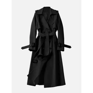 Women’s solid double-breasted belted trench coats, elegant lapel-neck long-sleeve coat for autumn and winter wear, women’s casual jackets/outerwear for daily use, winter clothes for women, coats for women XCC121