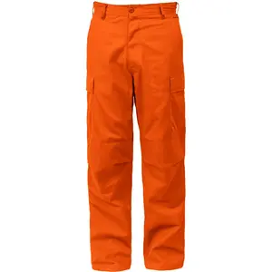 Blaze Orange - Tactical BDU Pants Cargo Fatigues - Poly/Cotton Twill - Button Fly
