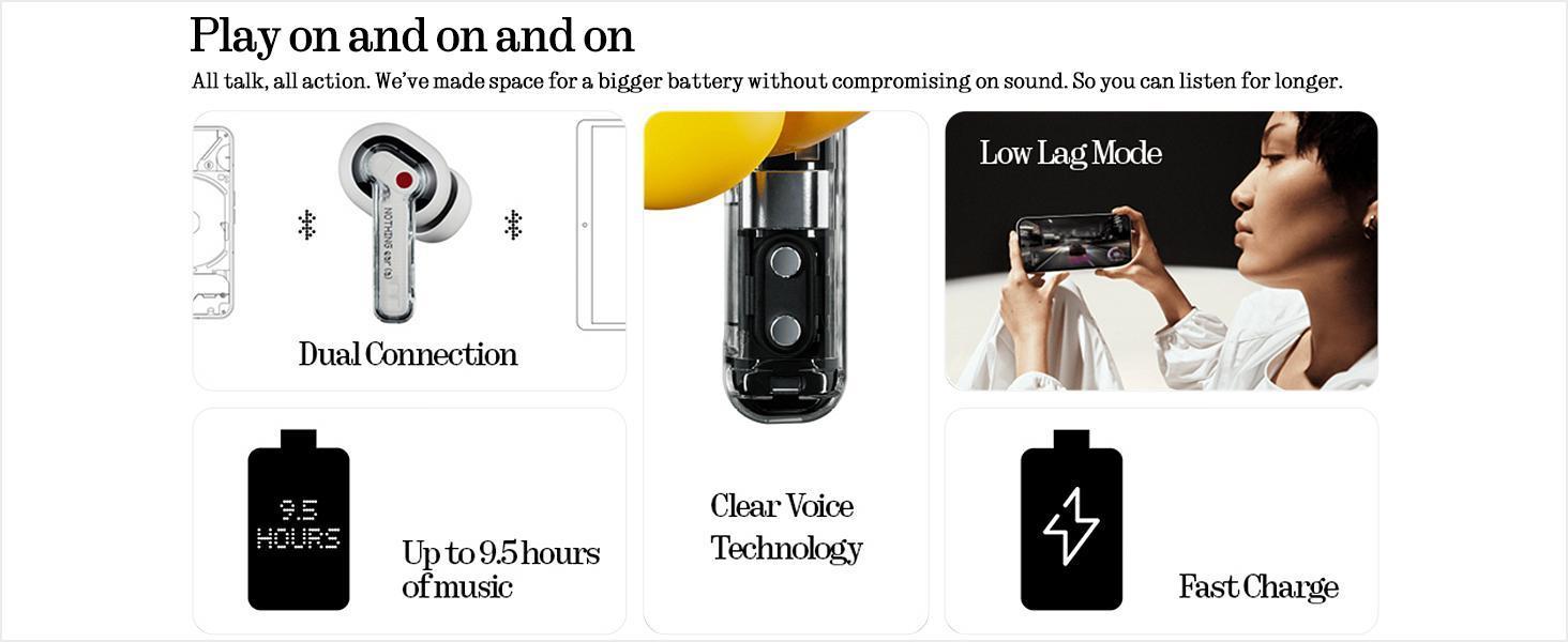 Nothing Ear (a) Wireless Earbuds with ChatGPT Integration, 45dB Hybrid Noise Cancelling Earbuds, Hi-Res Audio, Advanced Equaliser, Dual Connect, 6 Mics,42.5H Playtime Ear buds Wireless Bluetooth Black