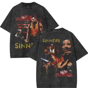 Retro Limited We Are All Sinners ST 2025 Vintage Movie T-Shirt, MBJ Unisex Horror Action Film Wash Tee Oversized Graphic Tee, Men Gifts Cotton Fabric