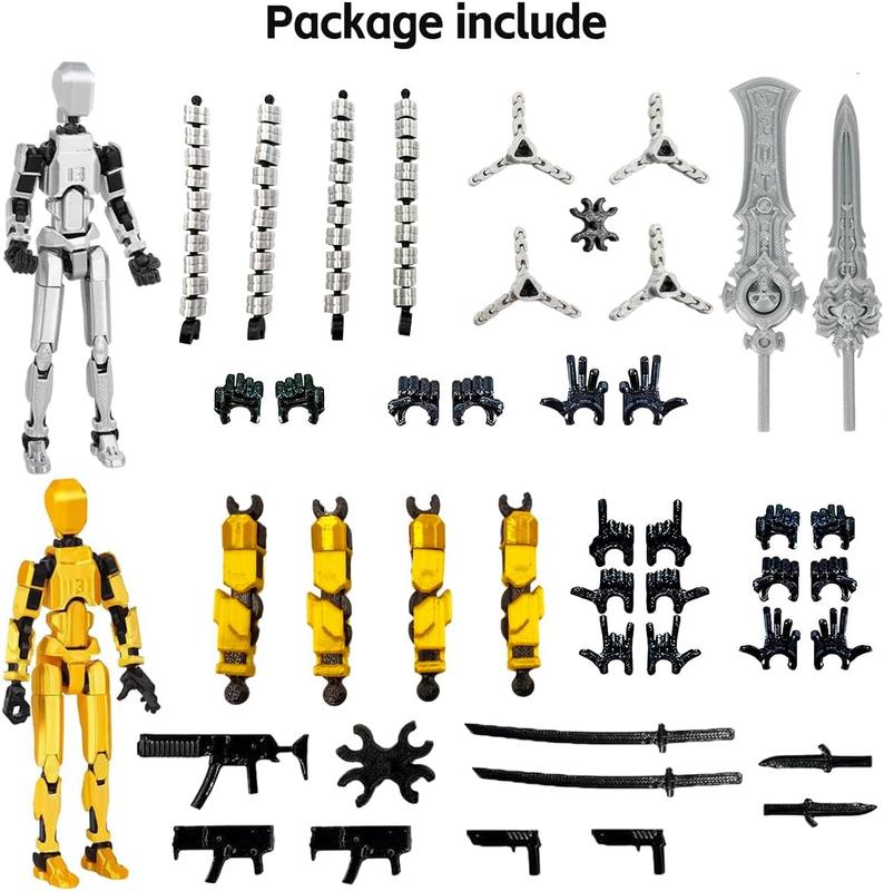 2 Pcs T13 Assembly Completed 3D Action Figure Set 3D Printed Multi-Jointed, Titan 13 Action Figures, Multi-Articular Lucky Mobile Robot Nova,Desktop Decorations for Game Lovers Toys
