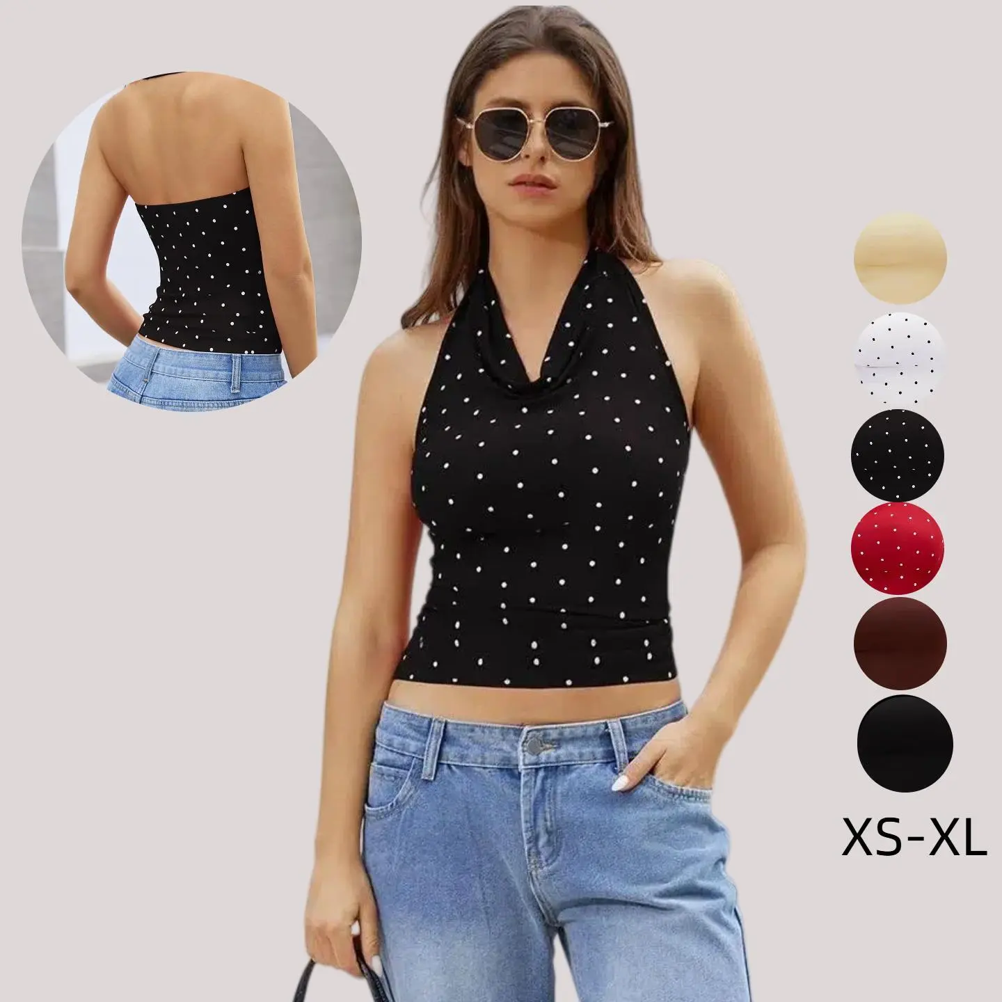 brown polka dot scarf top - TikTok Shop
