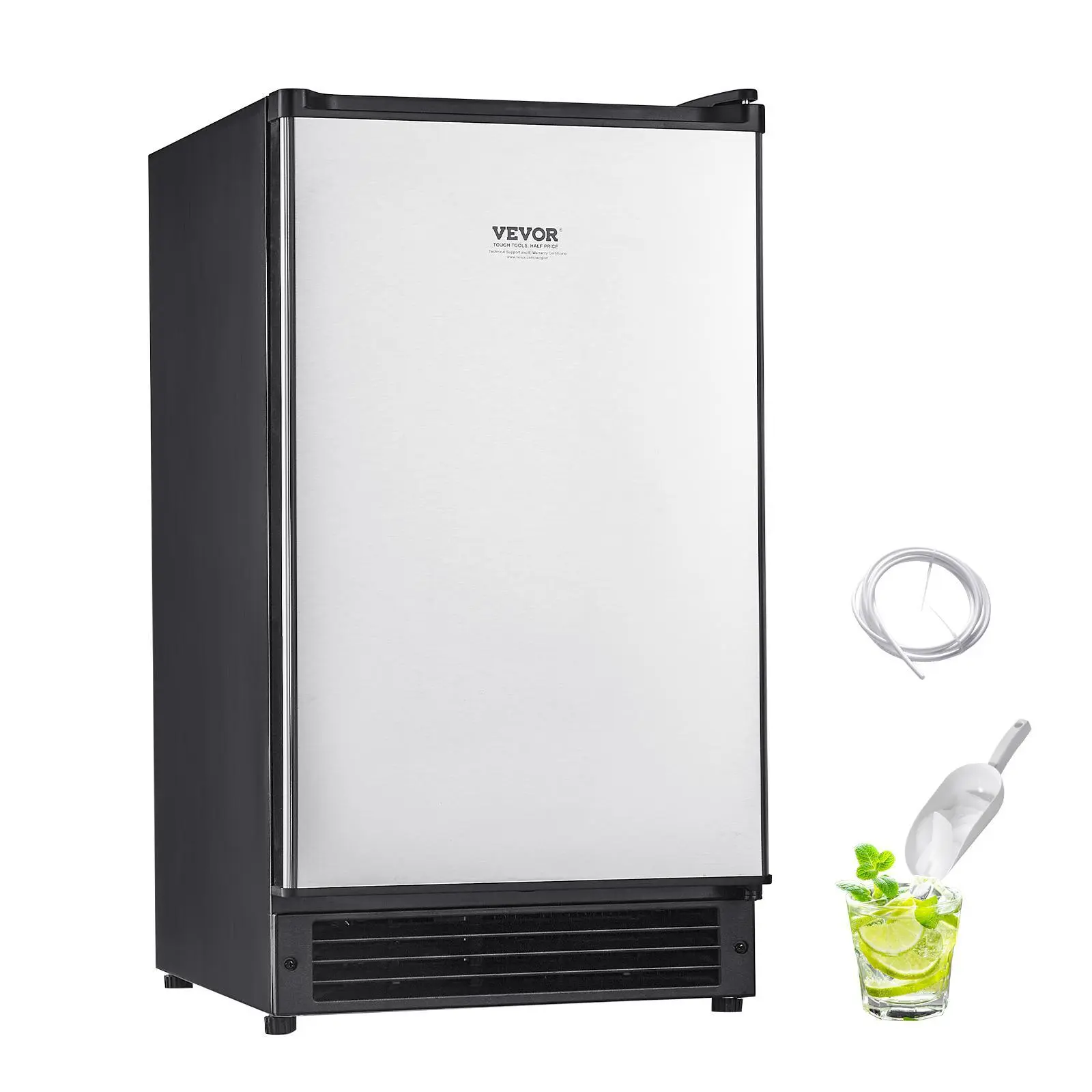【Summerfinds】VEVOR Undercounter Built-in Ice Maker,  25 Lbs/Day Under Counter Ice Maker Machine with Reversible Door Stainless Steel, Freestanding Ice Maker for Commercial Home Kitchen, No Drain Required