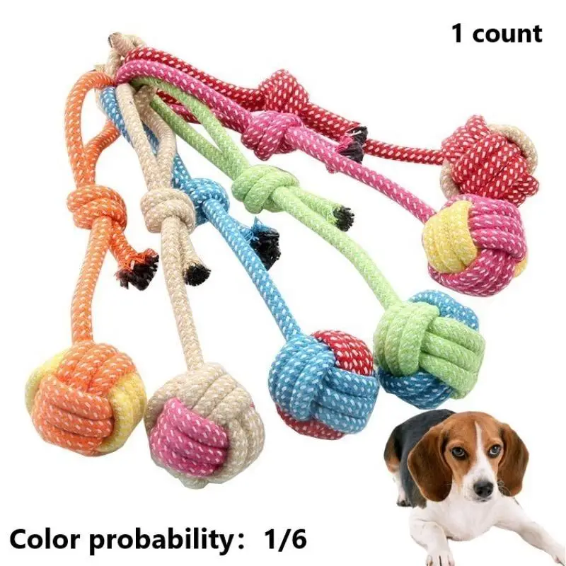 Random Color Dog Bite Rope Toy, Durable Pet Teeth Cleaning Ball, Toy, Tooth Cleaning Rope Knot Toy Ball, Indoor and Outdoor Interactive Toy