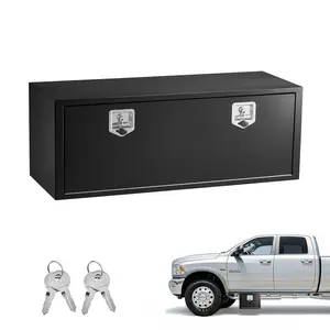 VEVOR Underbody Truck Tool Box, 48 x 18 x 18 Inch Heavy Duty Steel Trailer Storage Box with Lock & Keys, Waterproof Trailer Storage Organizer Under Body Chest with T-Handle for Truck, Van, SUV, Black