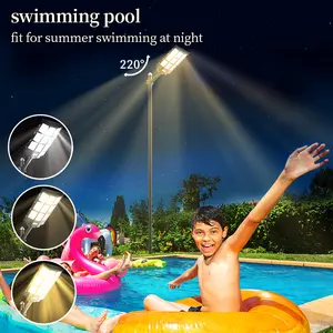 Summer-Get Ready Solar Lights for Swimming Pool & Yard – 350000LM Bright,Remote control&Motion Sensor,Durable IP67 Waterproof Rainy Day Available –3 Lighting Color Modes Adjustable Brightness, Dusk to Dawn,Solar Garden Lamp Outdoor,For road &yard Dimmable
