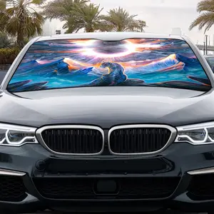 1pc Sun Tiger Mountain Windshield Sun Shade, Fantasy Art Glacier Snow UV Protection Sun Shade For Car Windshield Foldable, Portable for RV SUV, 54X27.5In Front Placement, Easy Installation, Car Interior Accessories, Car Accessory, Car Decor