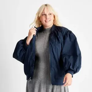 Women's Nylon Relaxed Bomber Jacket