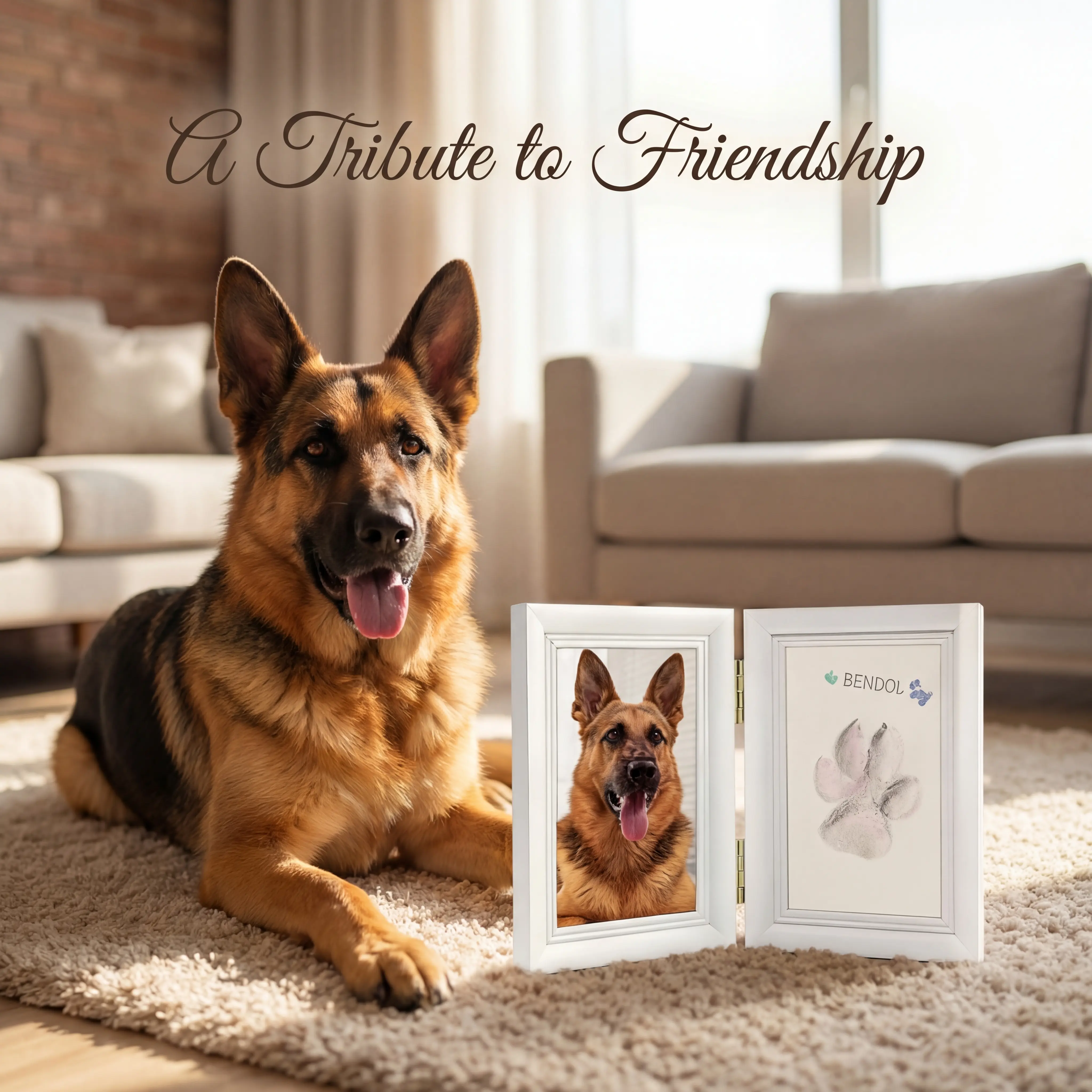 DIY Pet Paw Print Double-Sided Frame, Safe Clay Keepsake Kit for Dogs & Cats