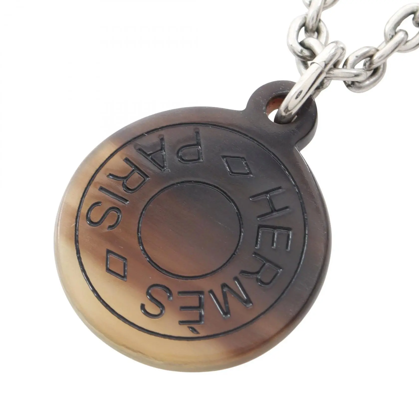 Pre-owned HERMÈS Stainless Small Leather Goods Hermes Carrousel Necklace