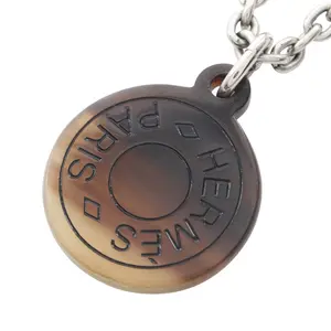 Pre-owned HERMÈS Stainless Small Leather Goods Hermes Carrousel Necklace