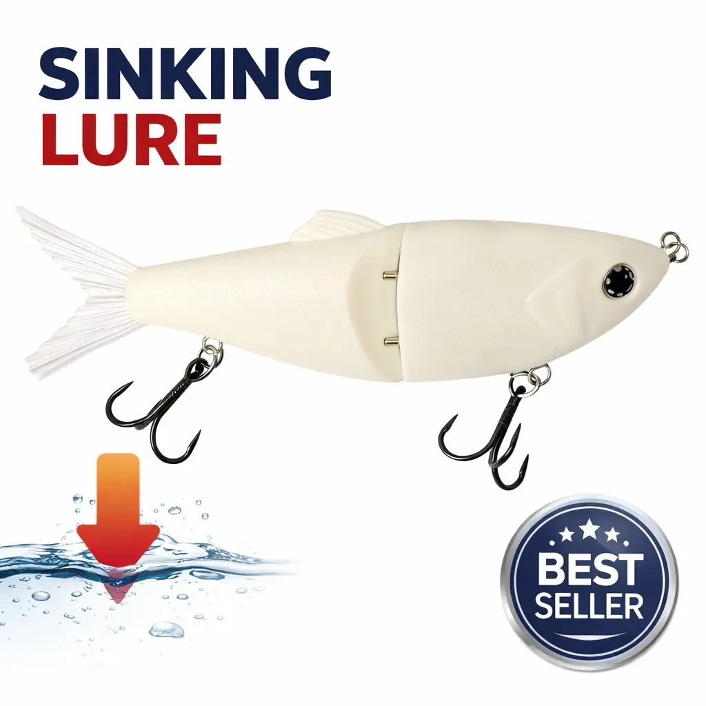 Slow Sink Gliding Glass Trout Bionic Lure Artificial Fishing Lure 6.46 Inches/2.15 Oz, Stable Casting for Bass, Dogfish, Muskie, Anti-Hang Bottom Fishing Lure, Fishing Equipment