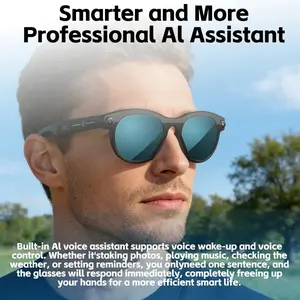 Real-Time Translation Smart Glasses, Real-Time Translation and Voice Assistant, Open Ear Design, Lithium Ion Battery, PC Frame