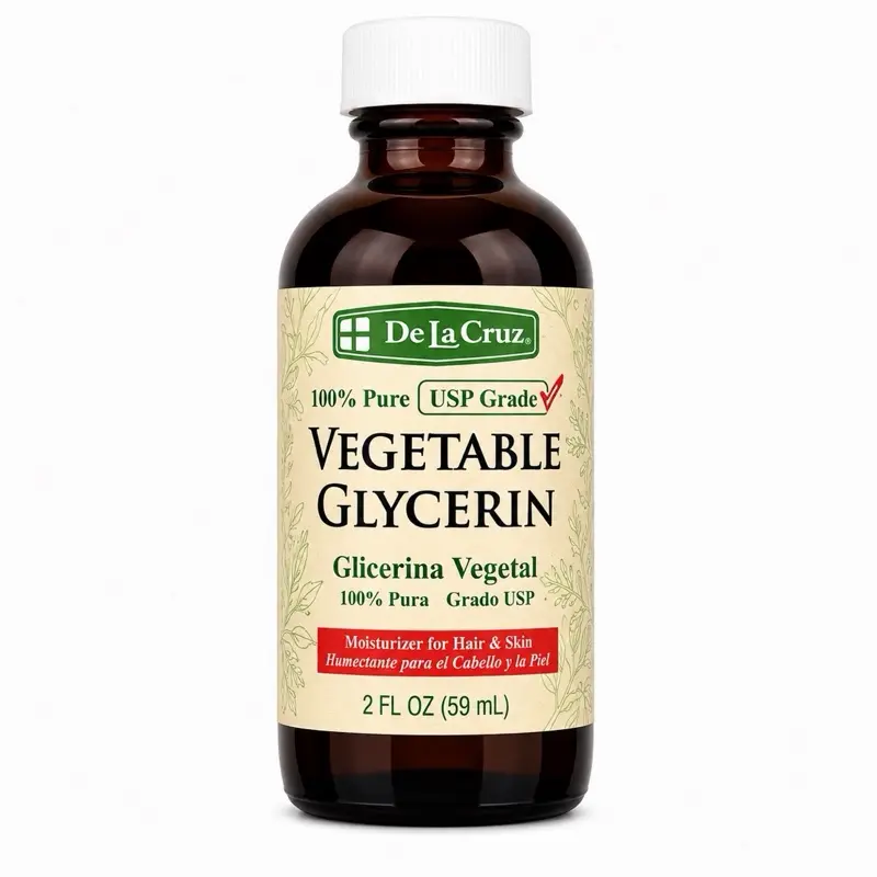 De La Cruz 100% Pure Vegetable Glycerin USP Grade Moisturizer for Hair & Skin – 2 fl oz (59 mL)