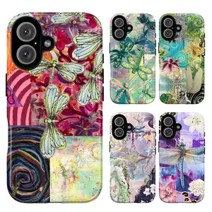 Dragonfly Phone Case – Colorful Artsy Collage Aesthetic Cover for iPhone 17 16 15 14 13 12 11 Pro Max & Samsung Galaxy, Butterfly Insect Art, Indie Y2K, Fairycore, Nature Fantasy, Vibrant Cottagecore, Soft Grunge, Whimsical Garden, Gift for Her Women Girl