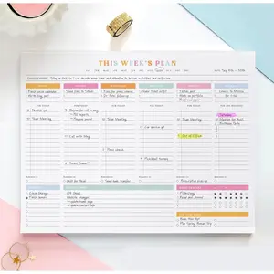 Weekly Planner -  52-Sheet -Off Notepad, 8.5 x 11 inches, Clean Colorful Design,  for Work, School, Projects, and Entrepreneurs, Female &  Owned Business