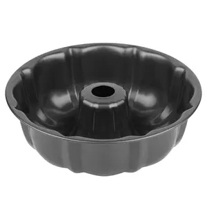 9.5" Non-stick Cake Pan, Heavy Duty Carbon Steel Fluted Tube Round Baking Pan,Buntz Pound Mold,Tube Bakeware,Baking Mold for Jello,Gelatin,Chocoflan,Flan
