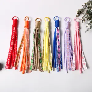 Rural style lace colorful bag pendant, hand-held hanging rope, short woven wrist rope, accessory rope, available in multiple colors