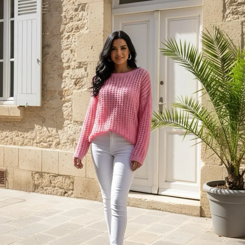 Pink cardigan sweater